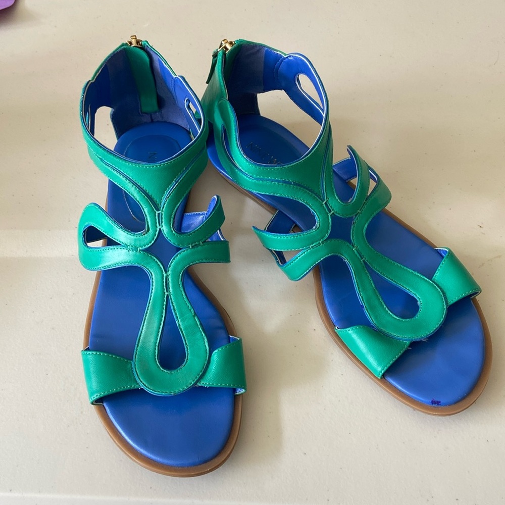 Nine West Teal Green & Electric Blue Gladiator Sandals